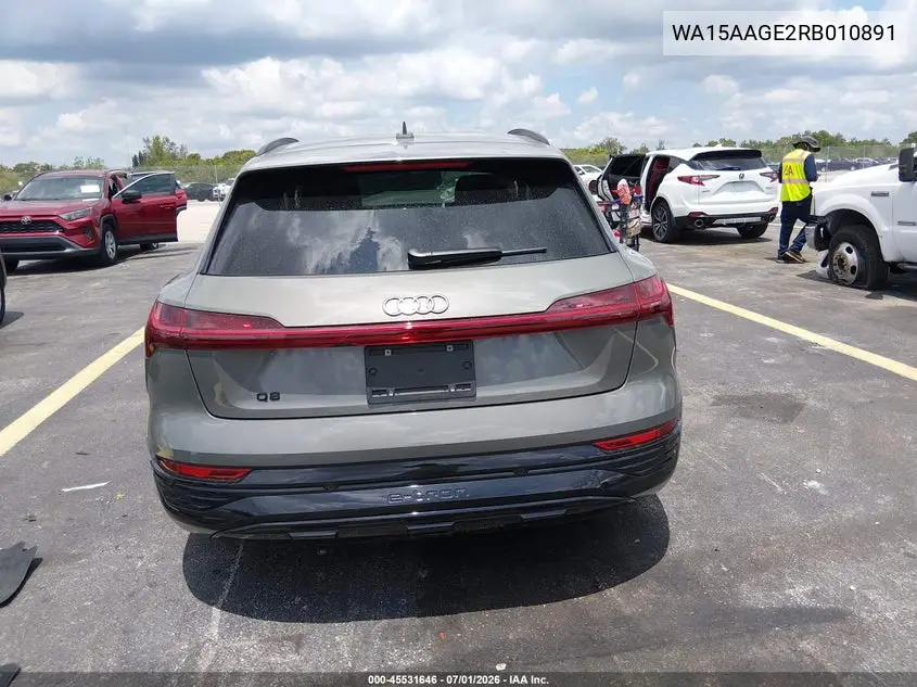 2024 Audi Q8 E-Tron Premium Plus Quattro VIN: WA15AAGE2RB010891 Lot: 45531646