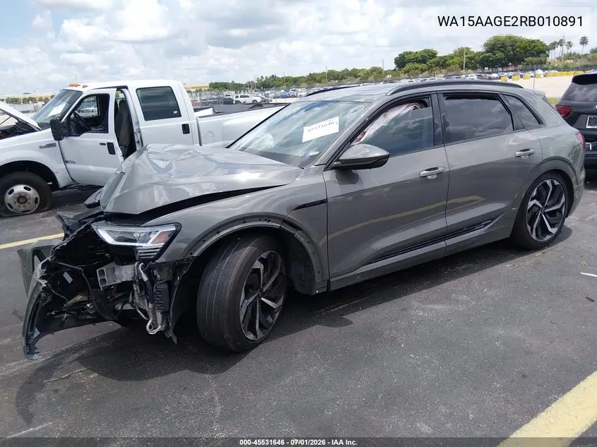 2024 Audi Q8 E-Tron Premium Plus Quattro VIN: WA15AAGE2RB010891 Lot: 45531646