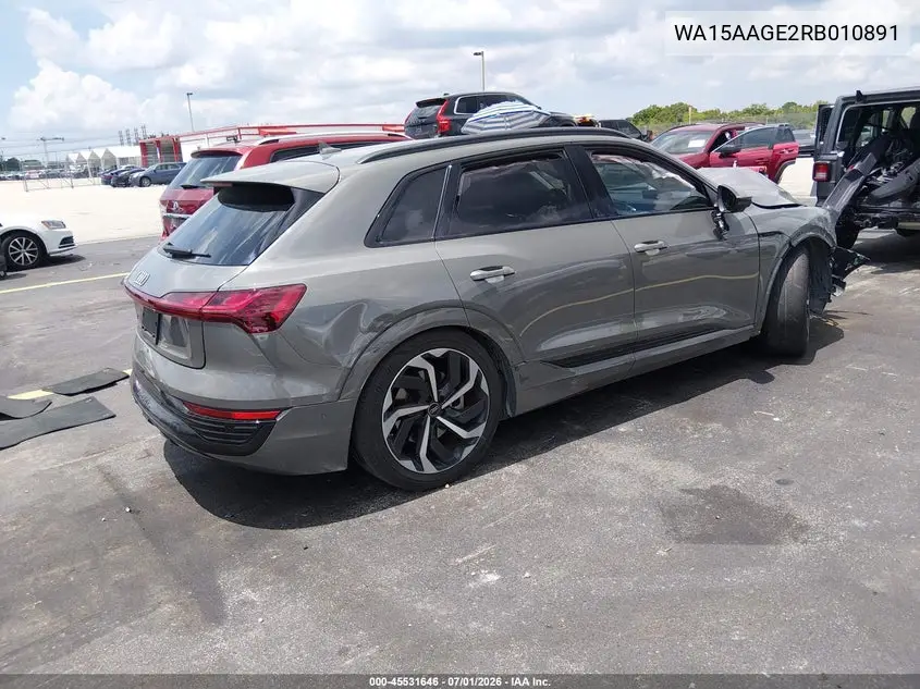 2024 Audi Q8 E-Tron Premium Plus Quattro VIN: WA15AAGE2RB010891 Lot: 45531646