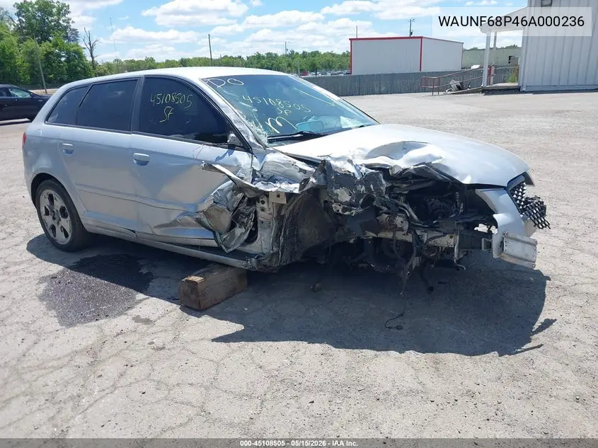 2006 Audi A3 2.0T VIN: WAUNF68P46A000236 Lot: 45108505