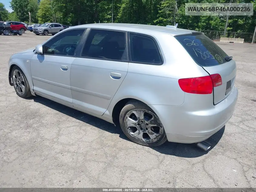 2006 Audi A3 2.0T VIN: WAUNF68P46A000236 Lot: 45108505