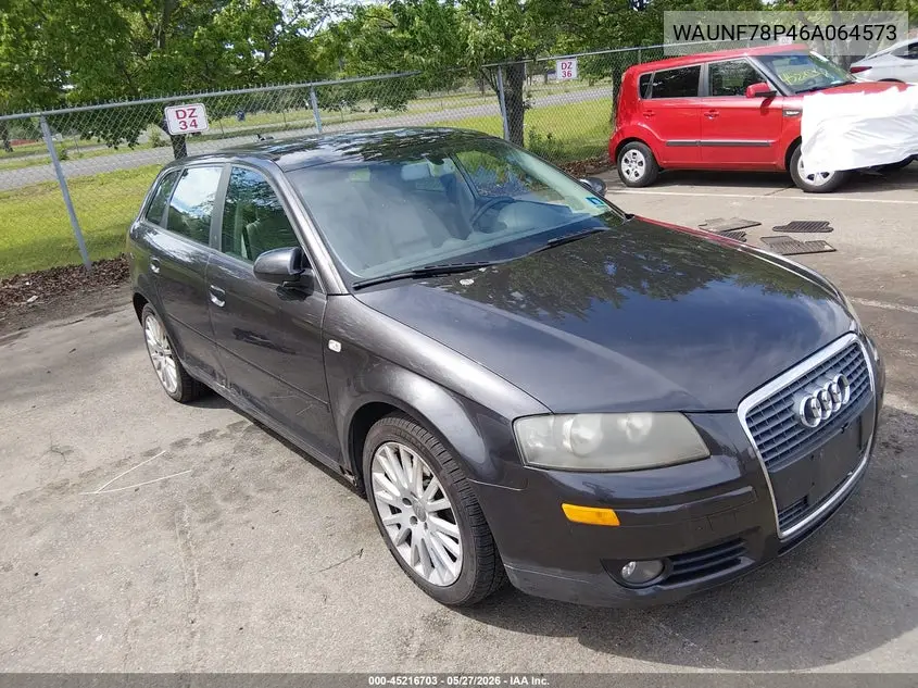 2006 Audi A3 2.0T VIN: WAUNF78P46A064573 Lot: 45216703