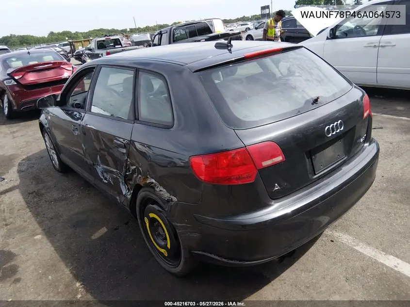 2006 Audi A3 2.0T VIN: WAUNF78P46A064573 Lot: 45216703