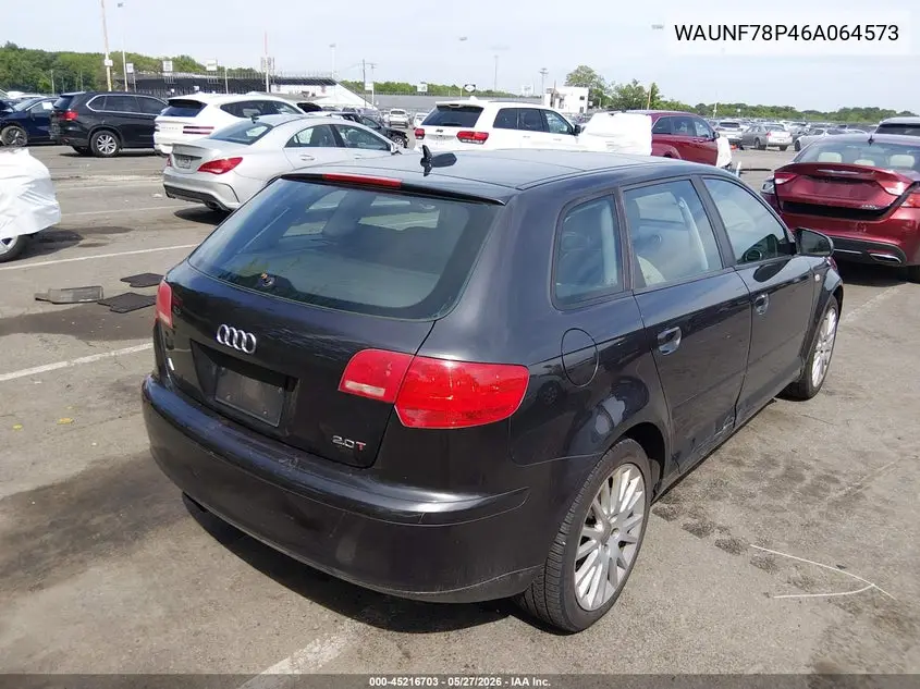 2006 Audi A3 2.0T VIN: WAUNF78P46A064573 Lot: 45216703