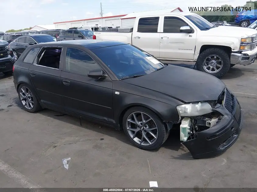 2006 Audi A3 2.0T VIN: WAUNF78P36A146794 Lot: 45552504