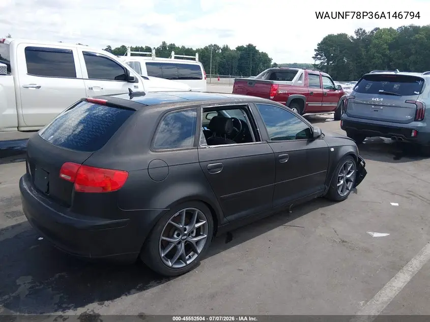 2006 Audi A3 2.0T VIN: WAUNF78P36A146794 Lot: 45552504