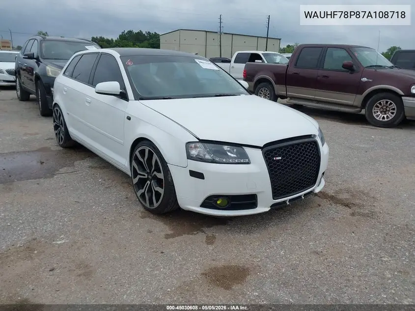 2007 Audi A3 2.0T VIN: WAUHF78P87A108718 Lot: 45030608
