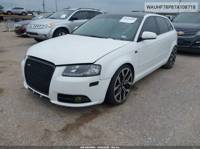 2007 Audi A3 2.0T VIN: WAUHF78P87A108718 Lot: 45030608