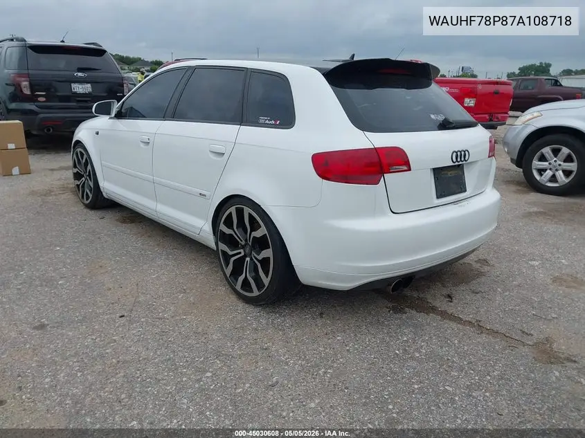 2007 Audi A3 2.0T VIN: WAUHF78P87A108718 Lot: 45030608