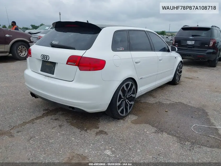 2007 Audi A3 2.0T VIN: WAUHF78P87A108718 Lot: 45030608