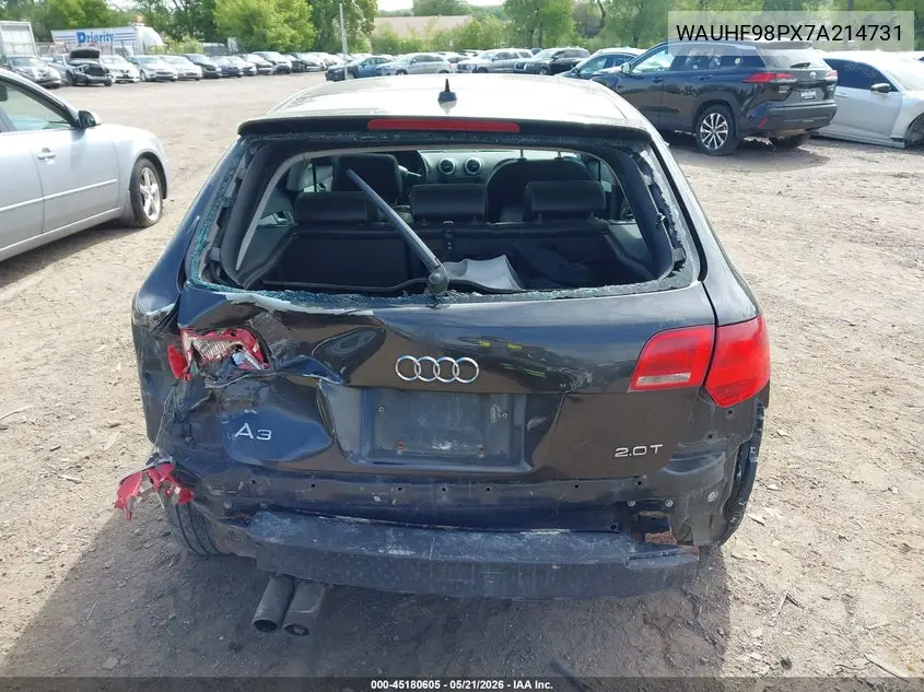 2007 Audi A3 2.0T VIN: WAUHF98PX7A214731 Lot: 45180605