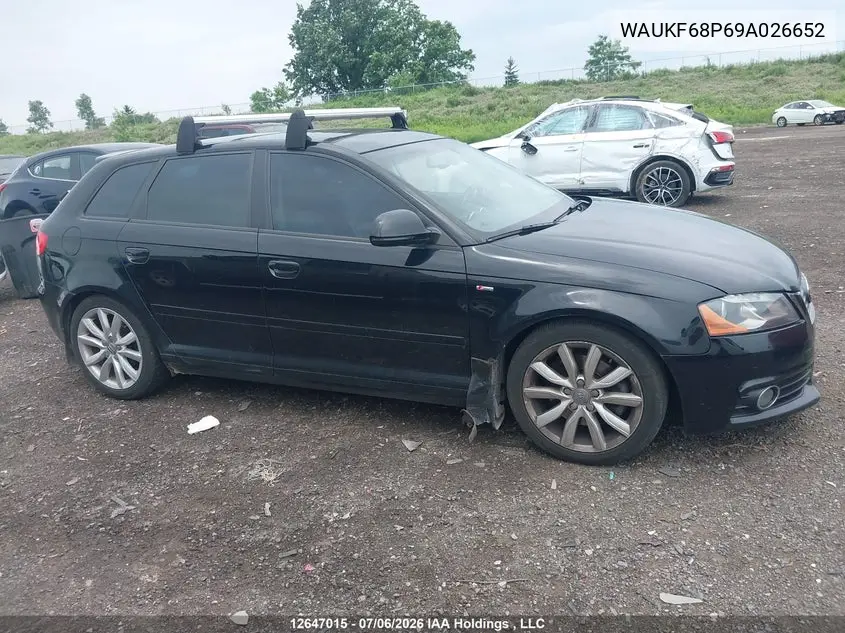 2009 Audi A3 VIN: WAUKF68P69A026652 Lot: 12647015
