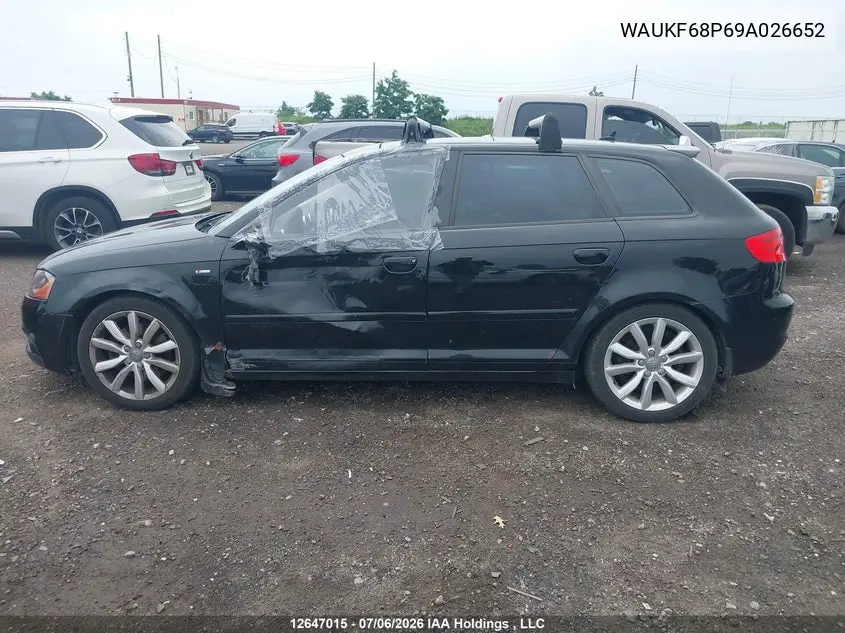 2009 Audi A3 VIN: WAUKF68P69A026652 Lot: 12647015