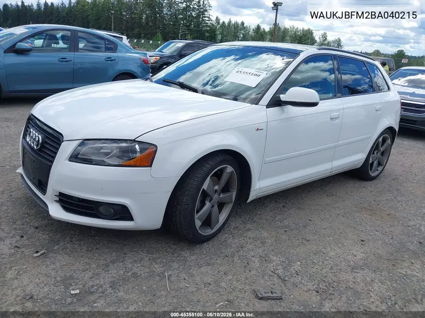 2011 Audi A3 2.0 Tdi Premium VIN: WAUKJBFM2BA040215 Lot: 45355100