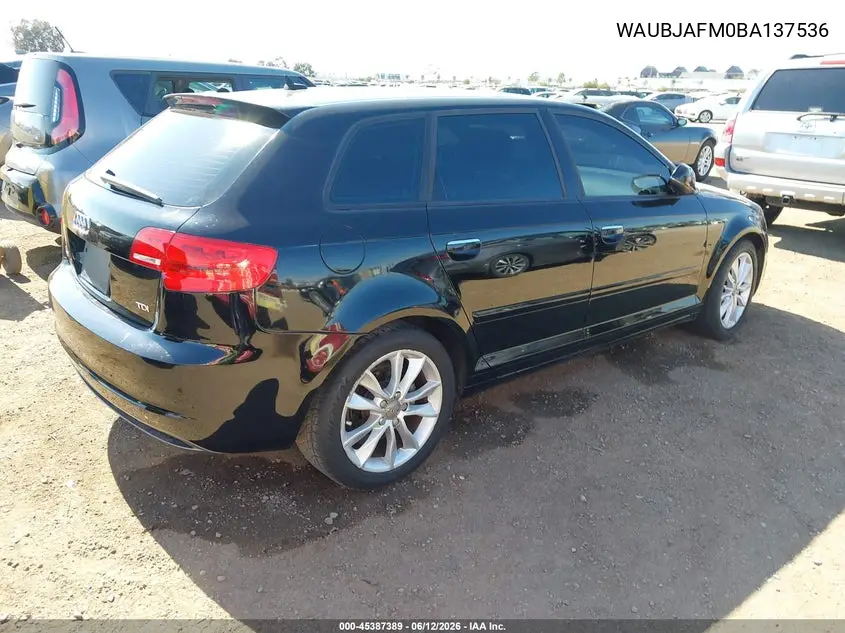 2011 Audi A3 2.0 Tdi Premium VIN: WAUBJAFM0BA137536 Lot: 45387389