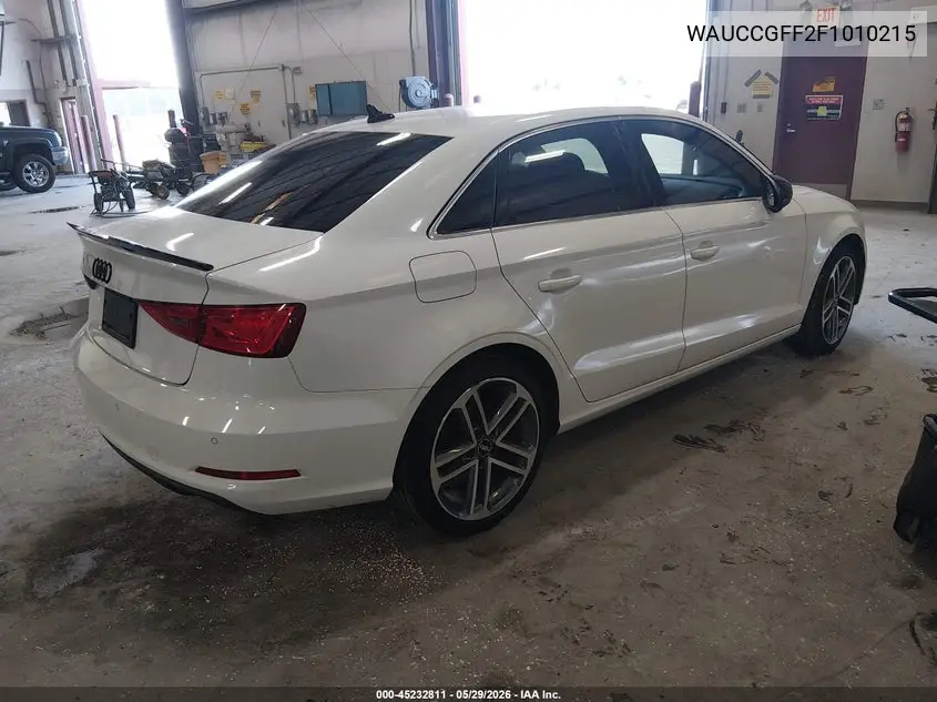 2015 Audi A3 1.8T Premium VIN: WAUCCGFF2F1010215 Lot: 45232811