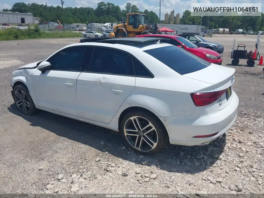 2017 Audi A3 Premium VIN: WAUAUGFF9H1064151 Lot: 45500277