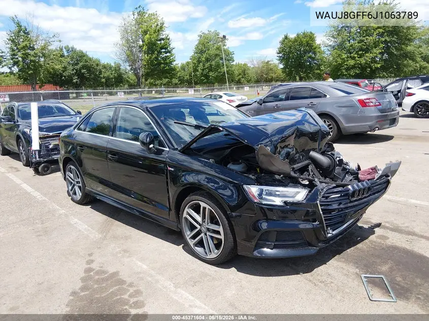 2018 Audi A3 2.0T Premium/2.0T Tech Premium VIN: WAUJ8GFF6J1063789 Lot: 45371604