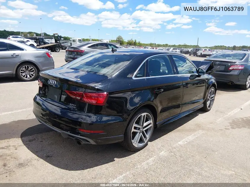 2018 Audi A3 2.0T Premium/2.0T Tech Premium VIN: WAUJ8GFF6J1063789 Lot: 45371604