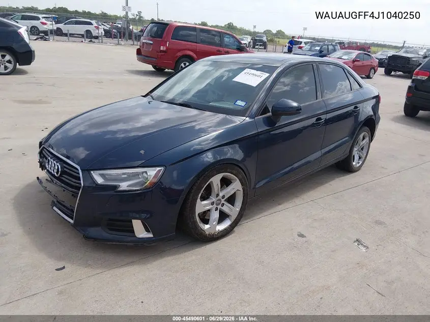 2018 Audi A3 VIN: WAUAUGFF4J1040250 Lot: 45490601