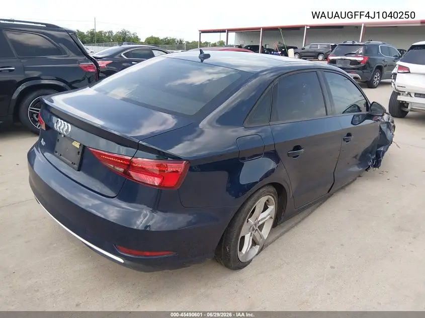 2018 Audi A3 VIN: WAUAUGFF4J1040250 Lot: 45490601