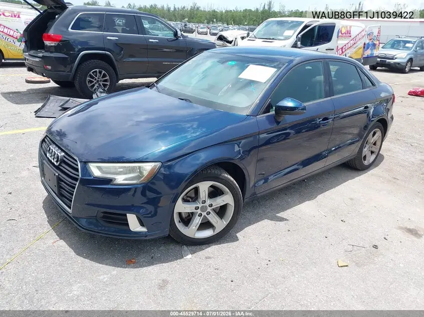 2018 Audi A3 2.0T Premium/2.0T Tech Premium VIN: WAUB8GFF1J1039422 Lot: 45529714