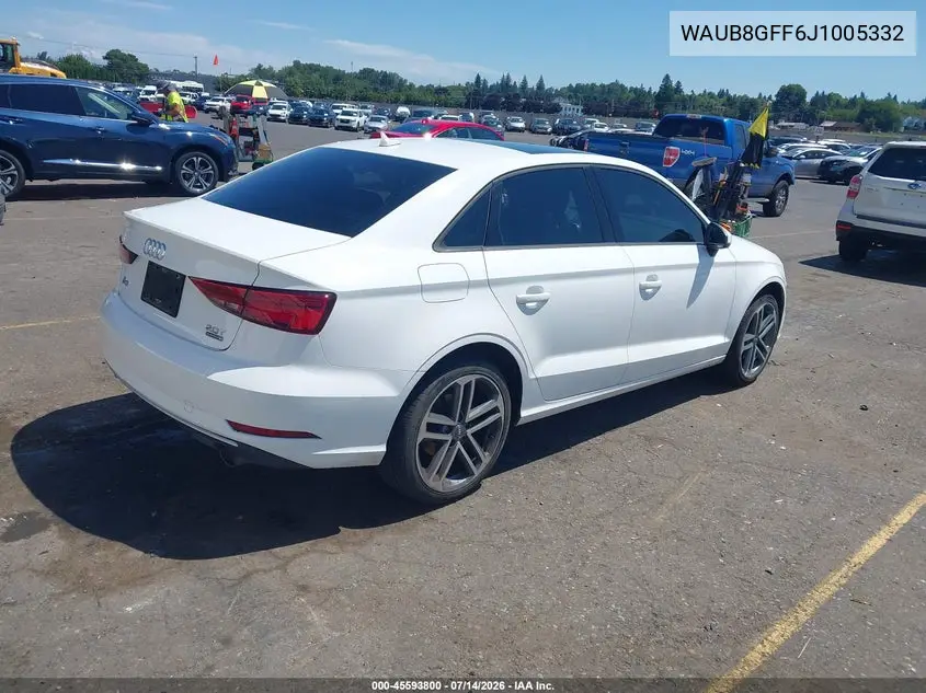 2018 Audi A3 2.0T Premium/2.0T Tech Premium VIN: WAUB8GFF6J1005332 Lot: 45593800