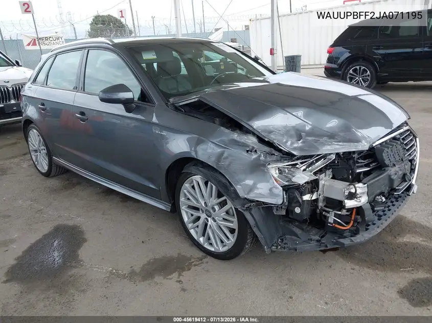 2018 Audi A3 E-Tron 1.4T Premium/1.4T Tech Premium VIN: WAUUPBFF2JA071195 Lot: 45619412