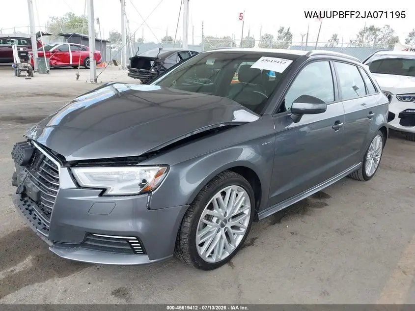 2018 Audi A3 E-Tron 1.4T Premium/1.4T Tech Premium VIN: WAUUPBFF2JA071195 Lot: 45619412