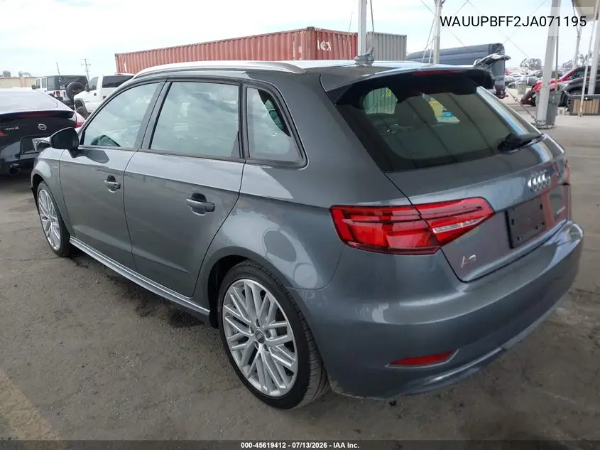 2018 Audi A3 E-Tron 1.4T Premium/1.4T Tech Premium VIN: WAUUPBFF2JA071195 Lot: 45619412