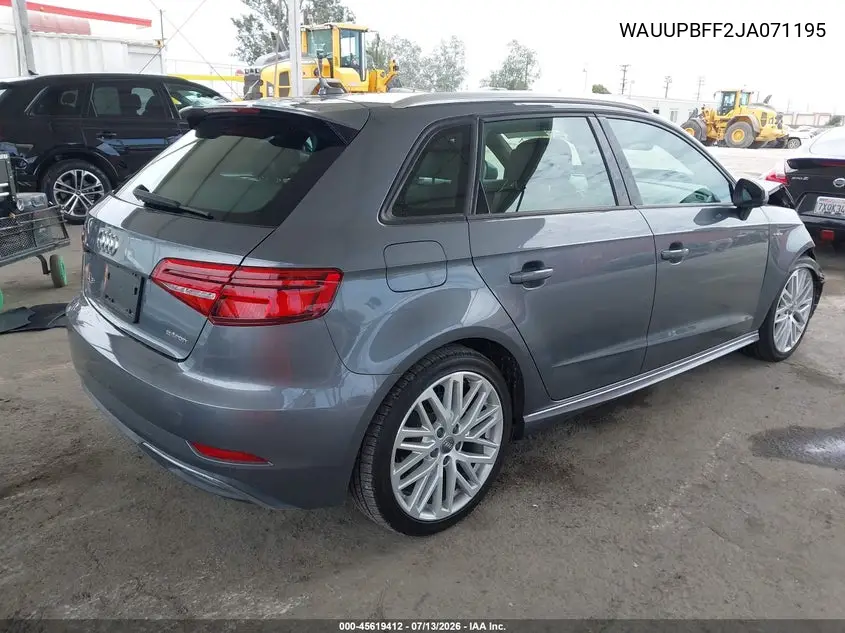 2018 Audi A3 E-Tron 1.4T Premium/1.4T Tech Premium VIN: WAUUPBFF2JA071195 Lot: 45619412