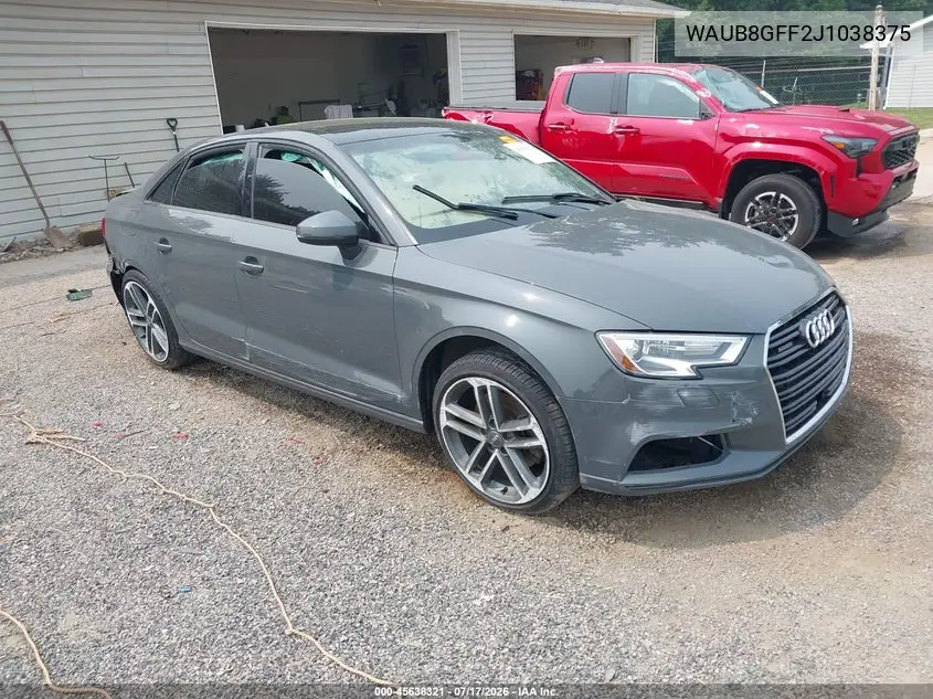 2018 Audi A3 2.0T Premium VIN: WAUB8GFF2J1038375 Lot: 45638321