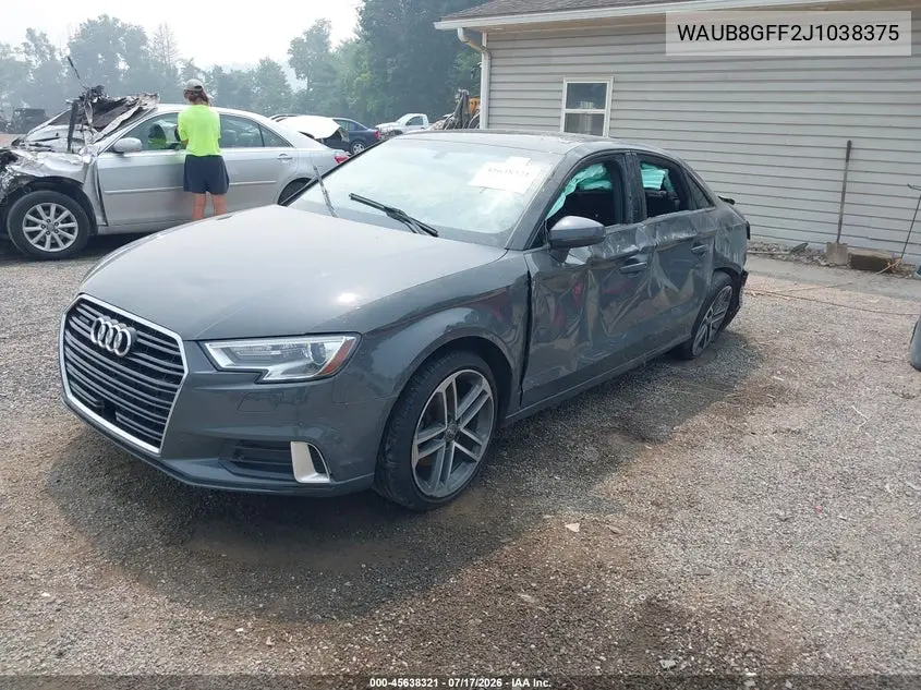2018 Audi A3 2.0T Premium VIN: WAUB8GFF2J1038375 Lot: 45638321