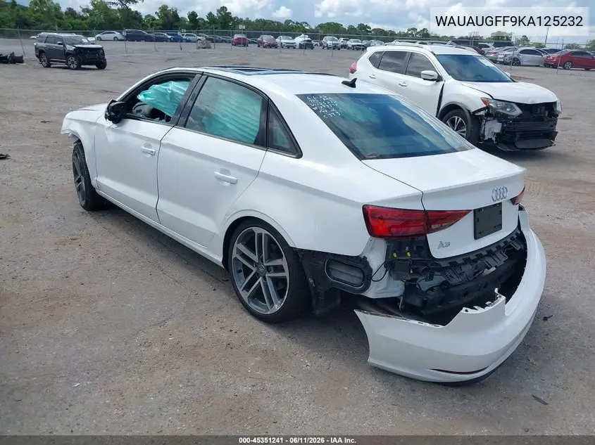 2019 Audi A3 40 Premium/40 Titanium Premium VIN: WAUAUGFF9KA125232 Lot: 45351241