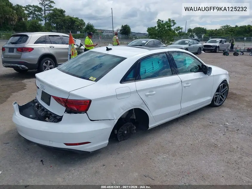 2019 Audi A3 40 Premium/40 Titanium Premium VIN: WAUAUGFF9KA125232 Lot: 45351241