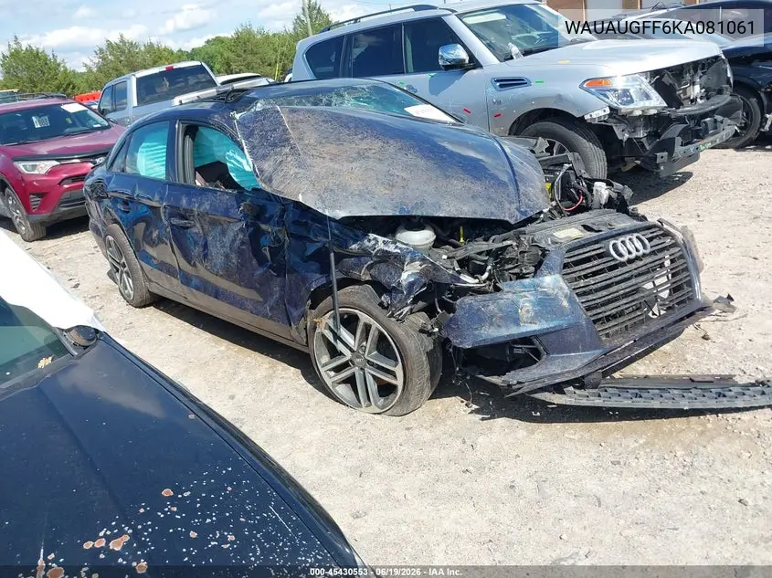 2019 Audi A3 VIN: WAUAUGFF6KA081061 Lot: 45430553