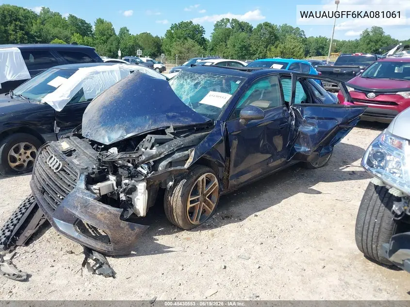 2019 Audi A3 VIN: WAUAUGFF6KA081061 Lot: 45430553