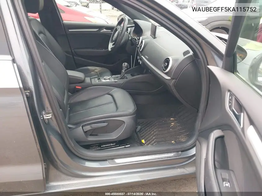 2019 Audi A3 45 Premium VIN: WAUBEGFF5KA115752 Lot: 45580557
