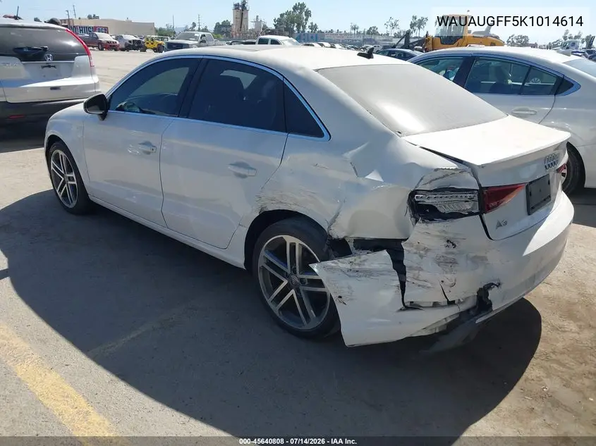 2019 Audi A3 40 Premium/40 Titanium Premium VIN: WAUAUGFF5K1014614 Lot: 45640808
