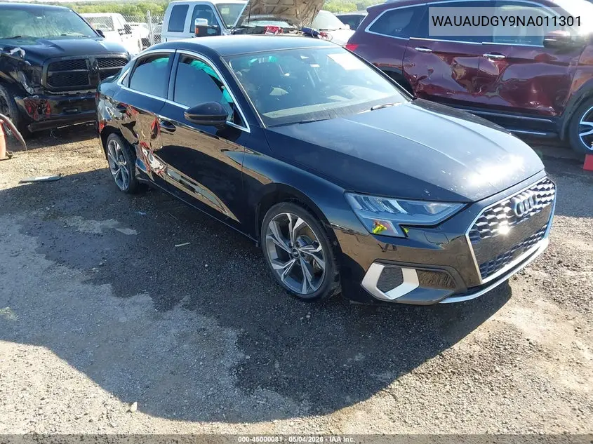 2022 Audi A3 Premium 40 Tfsi Front-Wheel Drive S Tronic VIN: WAUAUDGY9NA011301 Lot: 45000081