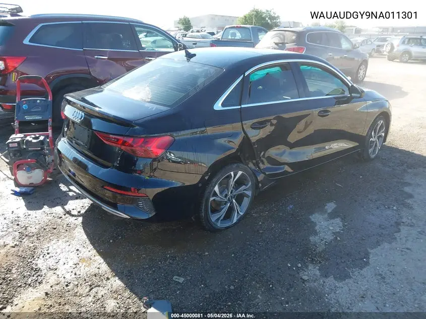 2022 Audi A3 Premium 40 Tfsi Front-Wheel Drive S Tronic VIN: WAUAUDGY9NA011301 Lot: 45000081