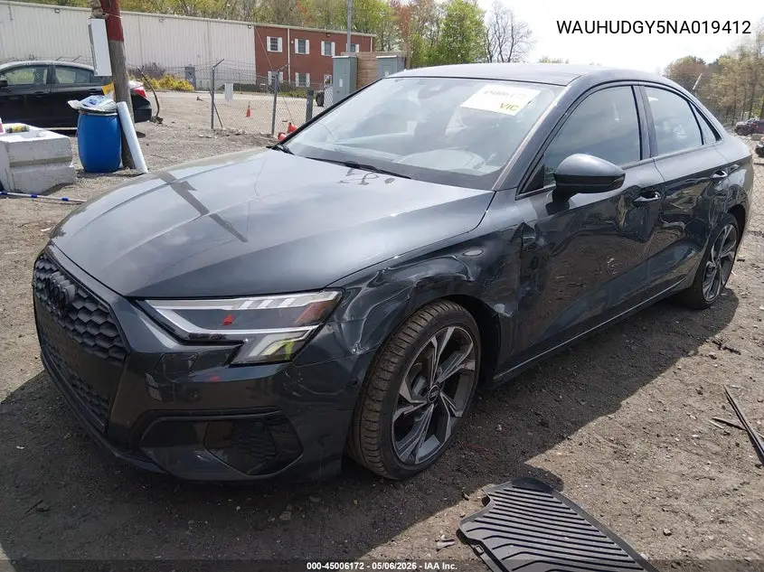2022 Audi A3 Premium Plus 40 Tfsi Quattro S Tronic VIN: WAUHUDGY5NA019412 Lot: 45006172