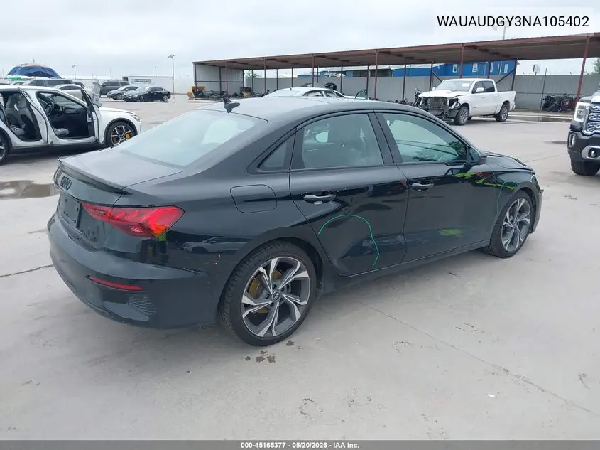 2022 Audi A3 Premium 40 Tfsi Front-Wheel Drive S Tronic VIN: WAUAUDGY3NA105402 Lot: 45165377