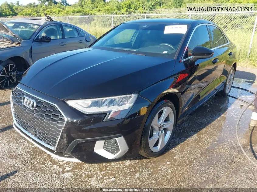 2022 Audi A3 Premium 40 Tfsi Front-Wheel Drive S Tronic VIN: WAUAUDGYXNA041794 Lot: 45196307