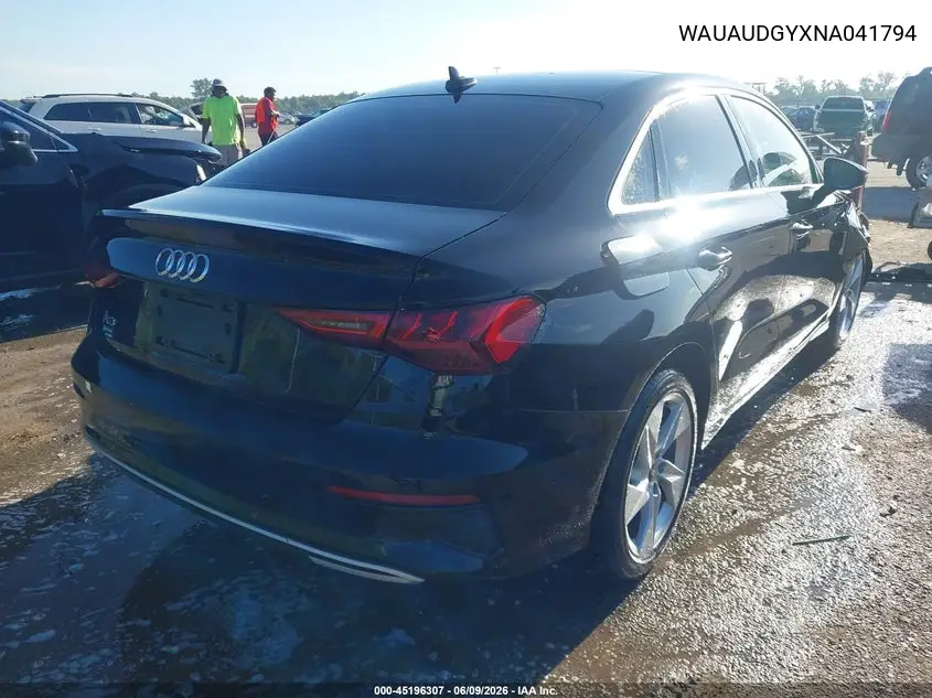 2022 Audi A3 Premium 40 Tfsi Front-Wheel Drive S Tronic VIN: WAUAUDGYXNA041794 Lot: 45196307