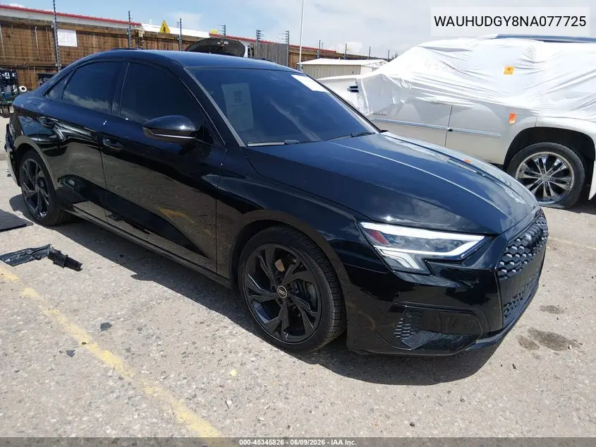 2022 Audi A3 Premium Plus 40 Tfsi Quattro S Tronic VIN: WAUHUDGY8NA077725 Lot: 45345826