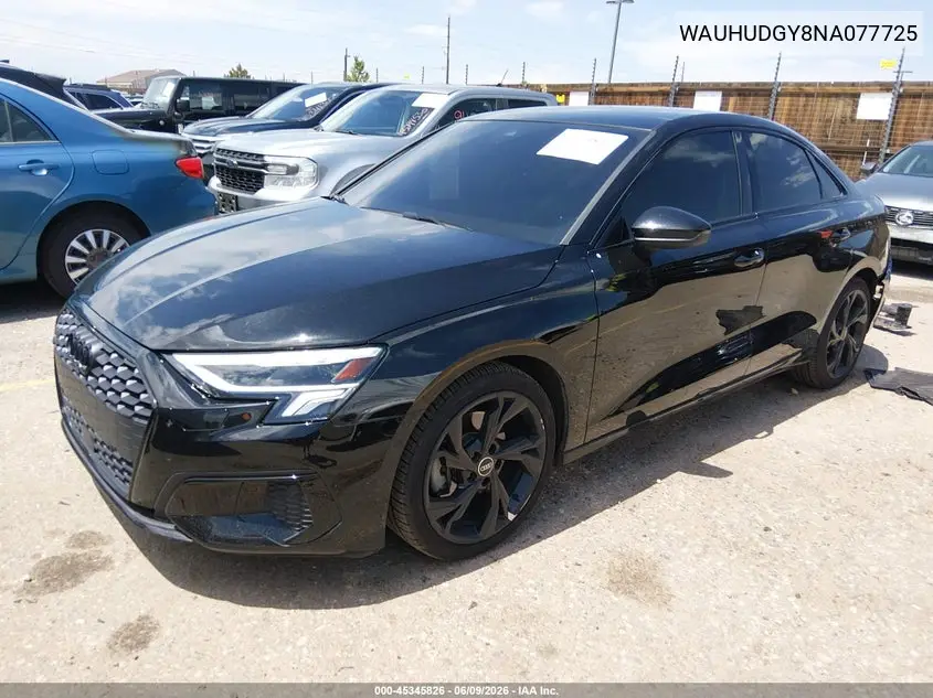 2022 Audi A3 Premium Plus 40 Tfsi Quattro S Tronic VIN: WAUHUDGY8NA077725 Lot: 45345826