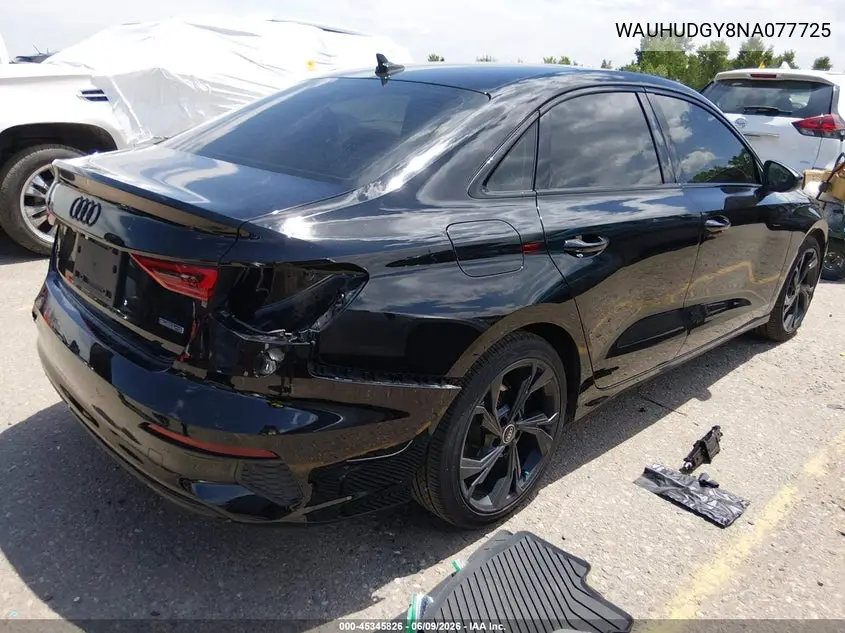 2022 Audi A3 Premium Plus 40 Tfsi Quattro S Tronic VIN: WAUHUDGY8NA077725 Lot: 45345826