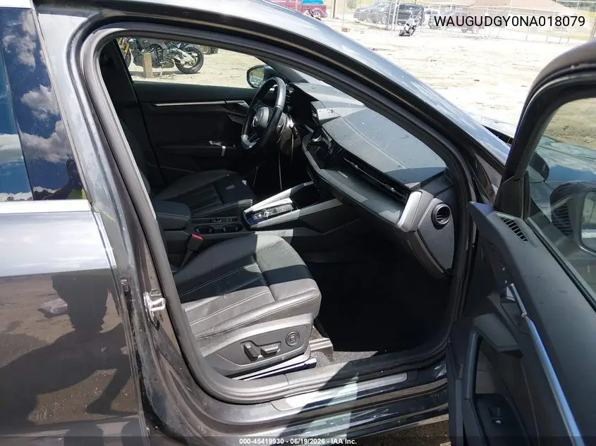 2022 Audi A3 Premium 40 Tfsi Quattro S Tronic VIN: WAUGUDGY0NA018079 Lot: 45419930