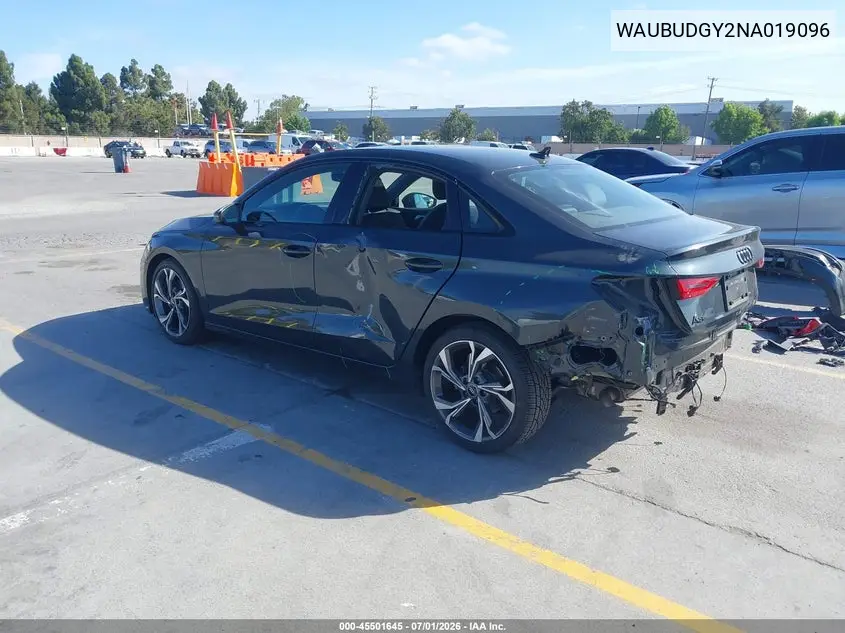 2022 Audi A3 Premium Plus 40 Tfsi Front-Wheel Drive S Tronic VIN: WAUBUDGY2NA019096 Lot: 45501645